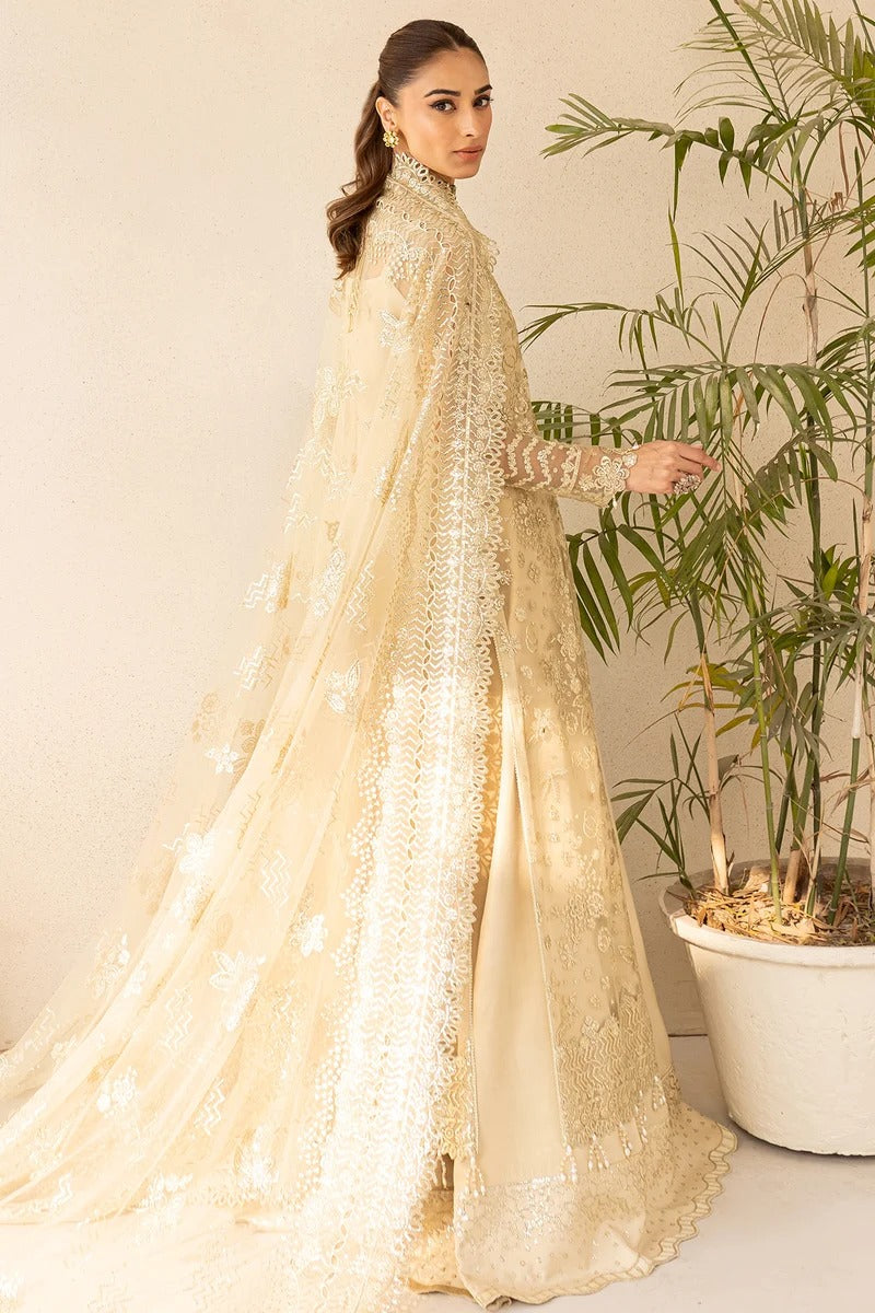 Golden Aura - 3pc Embroidered Net Dress
