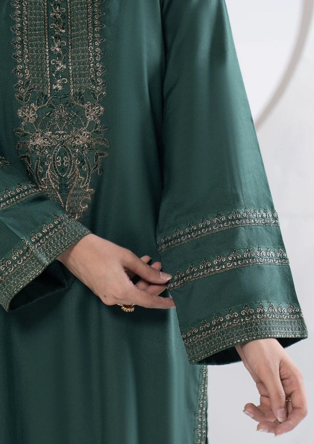 Deep green shirt border and matching trousers