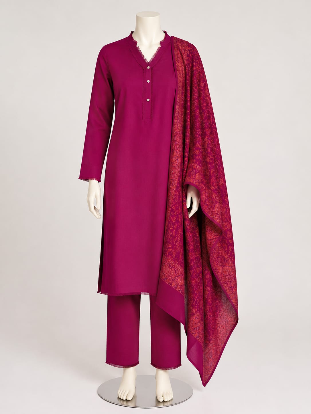 Pashmina 3 Piece Suit | Winter Woolen Dress | Size L Chest 23 Inch | Warm Shalwar Kameez Ireland