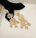 Blush Pink & Clear Crystal Statement Earrings | Gold-Tone Floral Drop Earrings