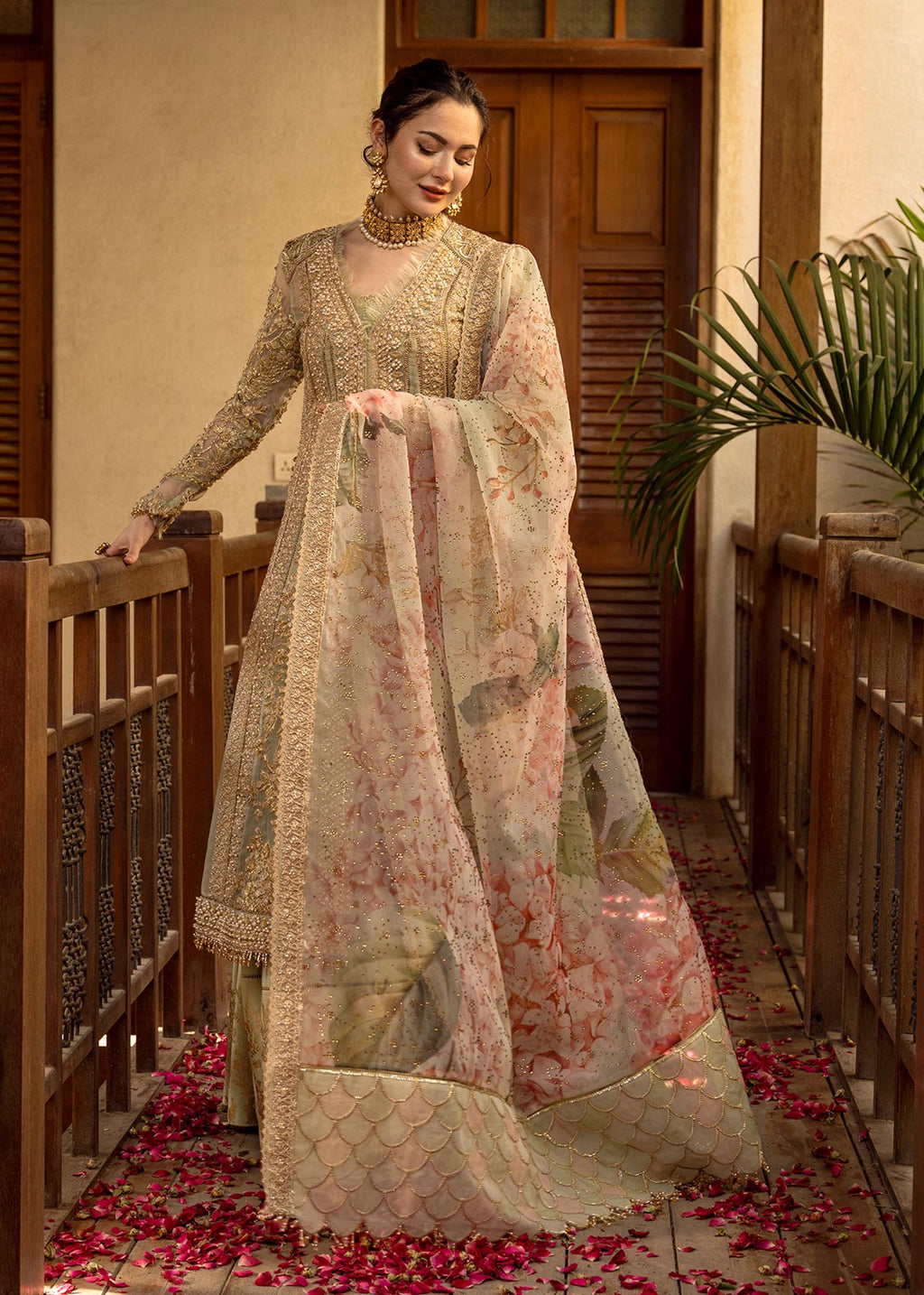 Luxury Handworked Marori Organza 3PC | Crystal Dupatta + Rawsilk Trouser - Stitched