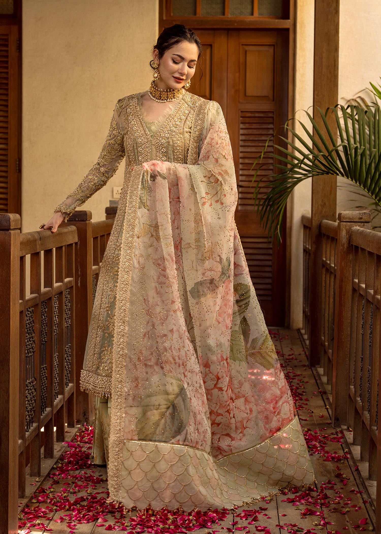 Luxury Handworked Marori Organza 3PC | Crystal Dupatta + Rawsilk Trouser - Stitched