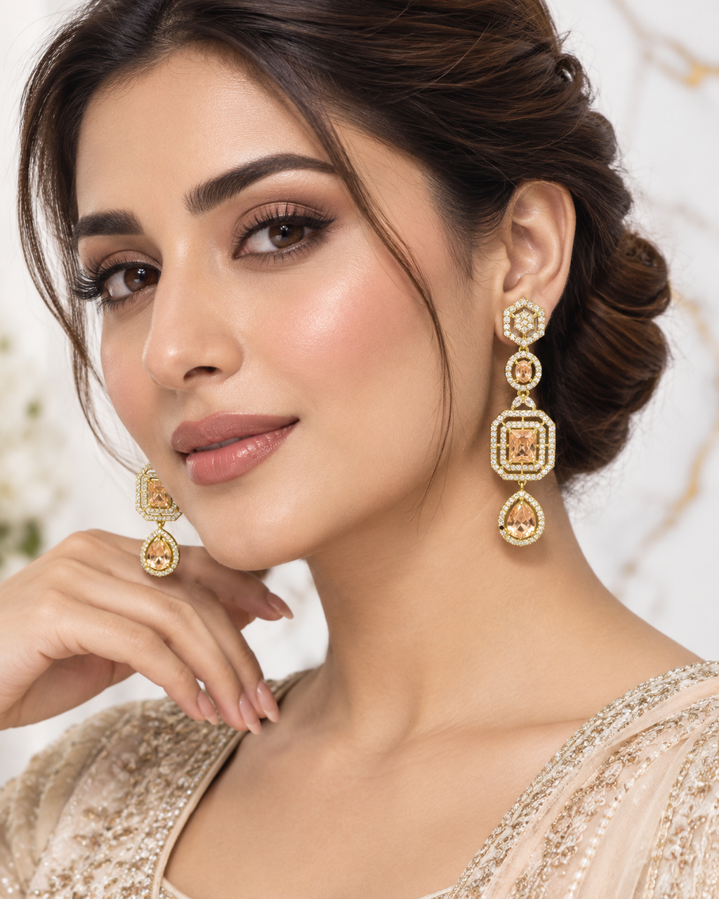 Royal Gold 1 Carat Drop Earrings
