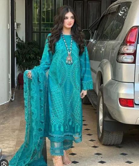 Cotton Embroidered Fully Chickankari Suit - 3pc