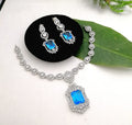 Royal Blue Crystal Necklace & Earrings Set | Silver-Tone Statement Jewellery