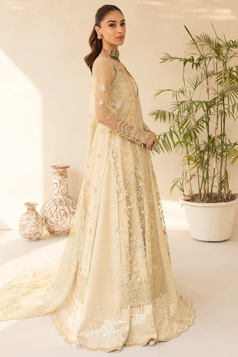 Golden Aura - 3pc Embroidered Net Dress