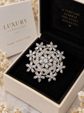 Luxury Silver Crystal Statement Ring | Floral Swirl Baguette Design