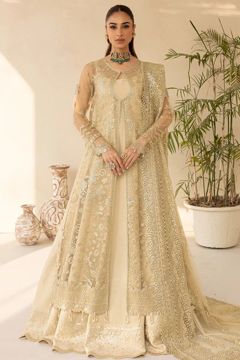 Golden Aura - 3pc Embroidered Net Dress