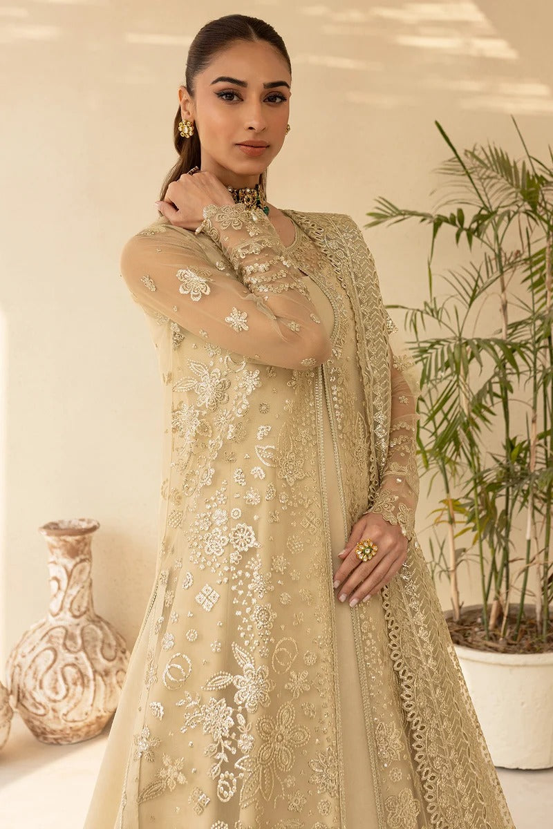 Golden Aura - 3pc Embroidered Net Dress