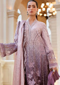 Purple embroidered viscose shirt with organza dupatta detail