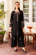 Heer Prêt black embroidered cotton two-piece suit with wide-leg trousers