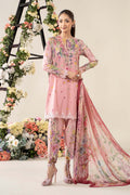 Blush Pink Luxury Silk 3pc Suit - Embroidered Border & Printed Dupatta with Tassels - Ready to Wear Ireland
