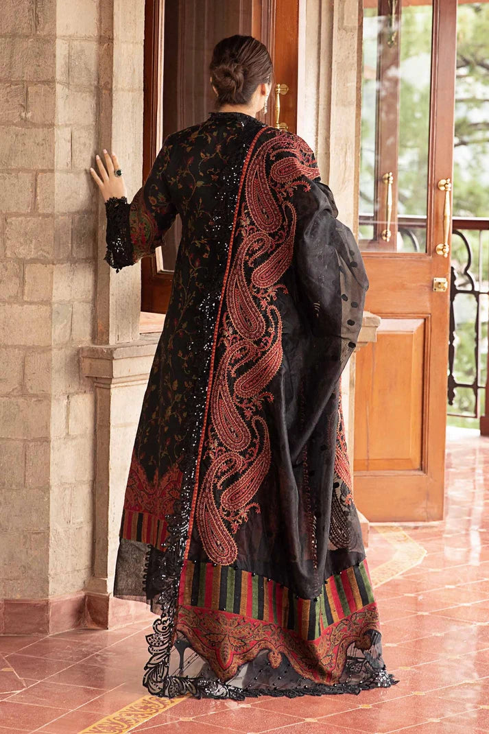 Noor-e-Jahan - Printed Silk Embroidered Patch 3pc Suit | Silk Dupatta & Trouser | Pakistani Formal Wear Ireland