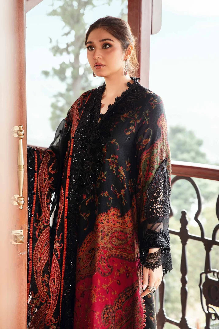 Noor-e-Jahan - Printed Silk Embroidered Patch 3pc Suit | Silk Dupatta & Trouser | Pakistani Formal Wear Ireland