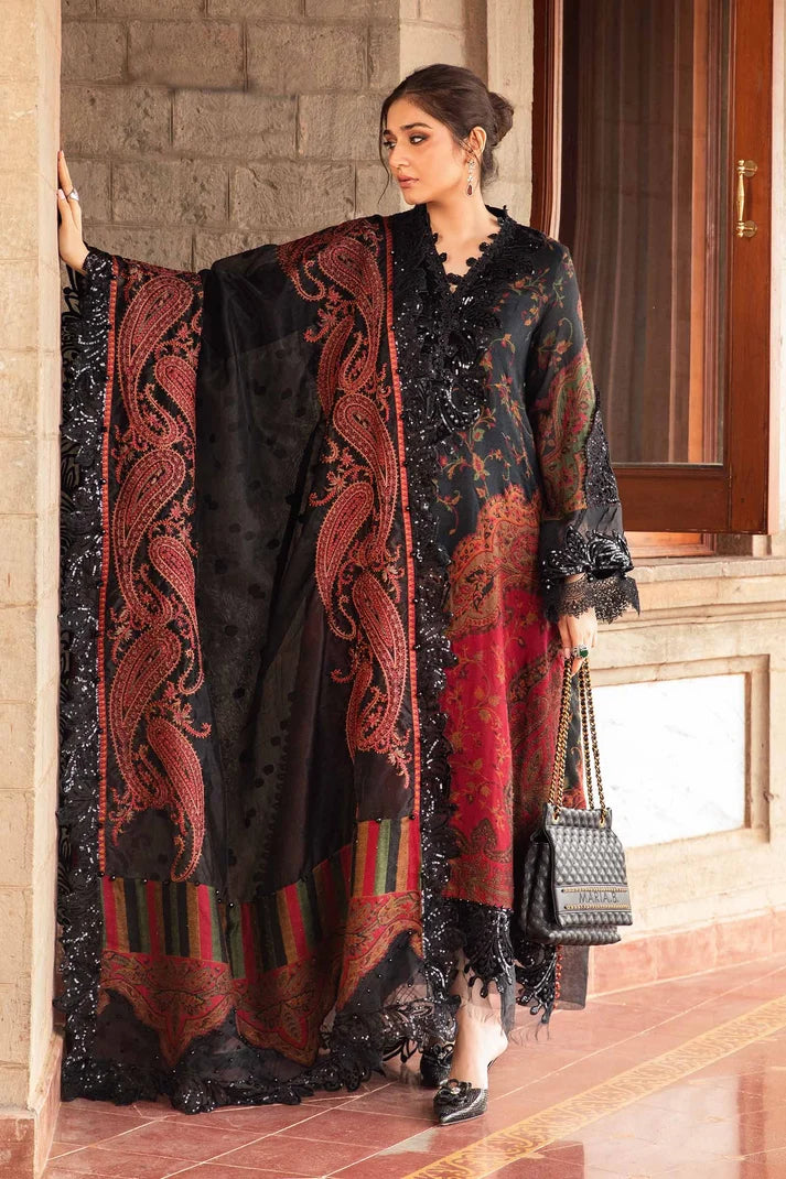 Noor-e-Jahan - Printed Silk Embroidered Patch 3pc Suit | Silk Dupatta & Trouser | Pakistani Formal Wear Ireland
