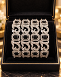 Silver and black 4-piece bangle set in jewellery box