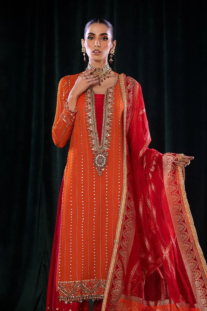 Khuda Baksh 3pc Embroidered Crinkle Chiffon Dress P-257