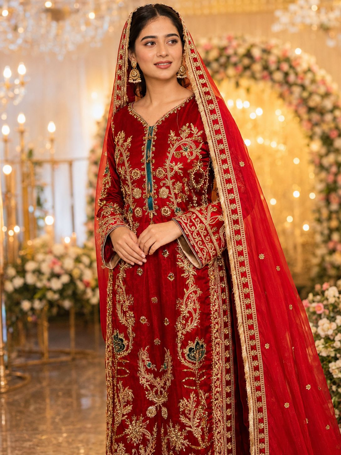 3pc Embroidered Silk Designer Dress 0215