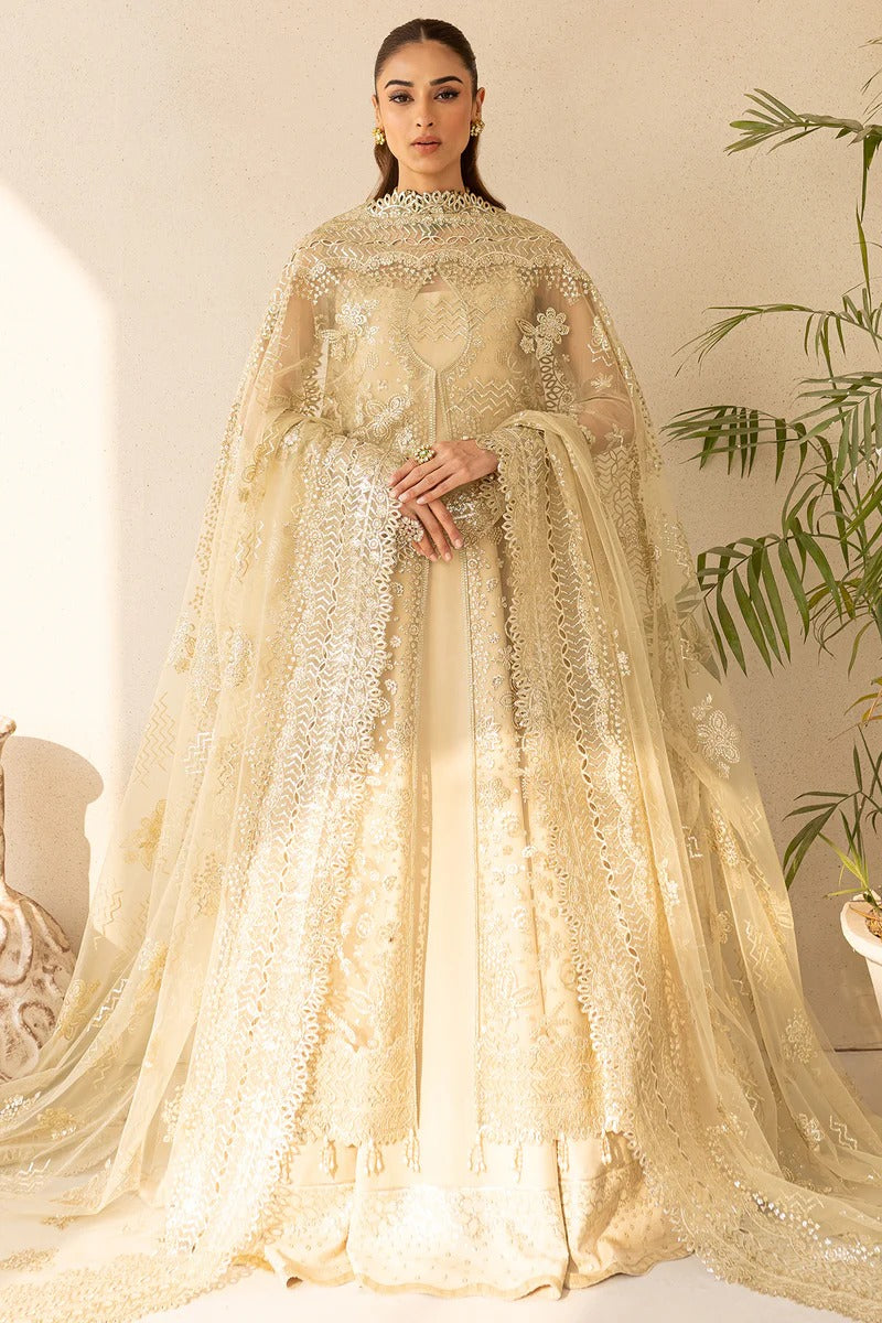 Golden Aura - 3pc Embroidered Net Dress