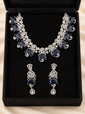 Midnight Sapphire Crystal Statement Necklace & Earrings Set