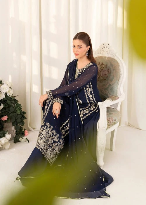 Luxury chiffon 3pc embroidered suit - Wedding Collection