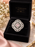 Blush Pink Crystal Halo Statement Ring 30