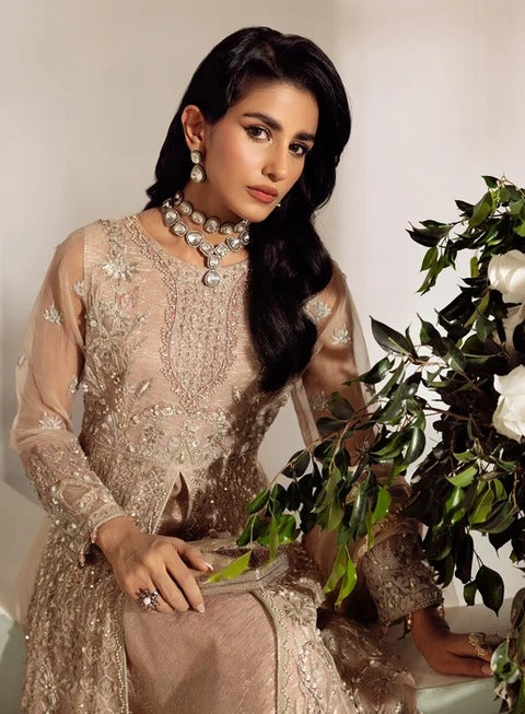 Embroidered Organza Front-Open Maxi 3-Piece Formal Suit 834