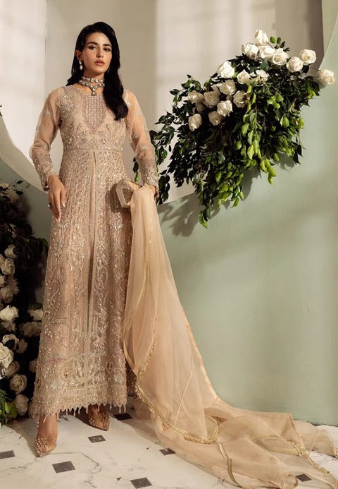 Embroidered Organza Front-Open Maxi 3-Piece Formal Suit 834