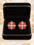 Floral Teardrop Crystal Statement Stud Earrings – 3 Colours