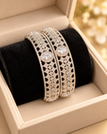 Silver 2-piece bangle set in jewellery box