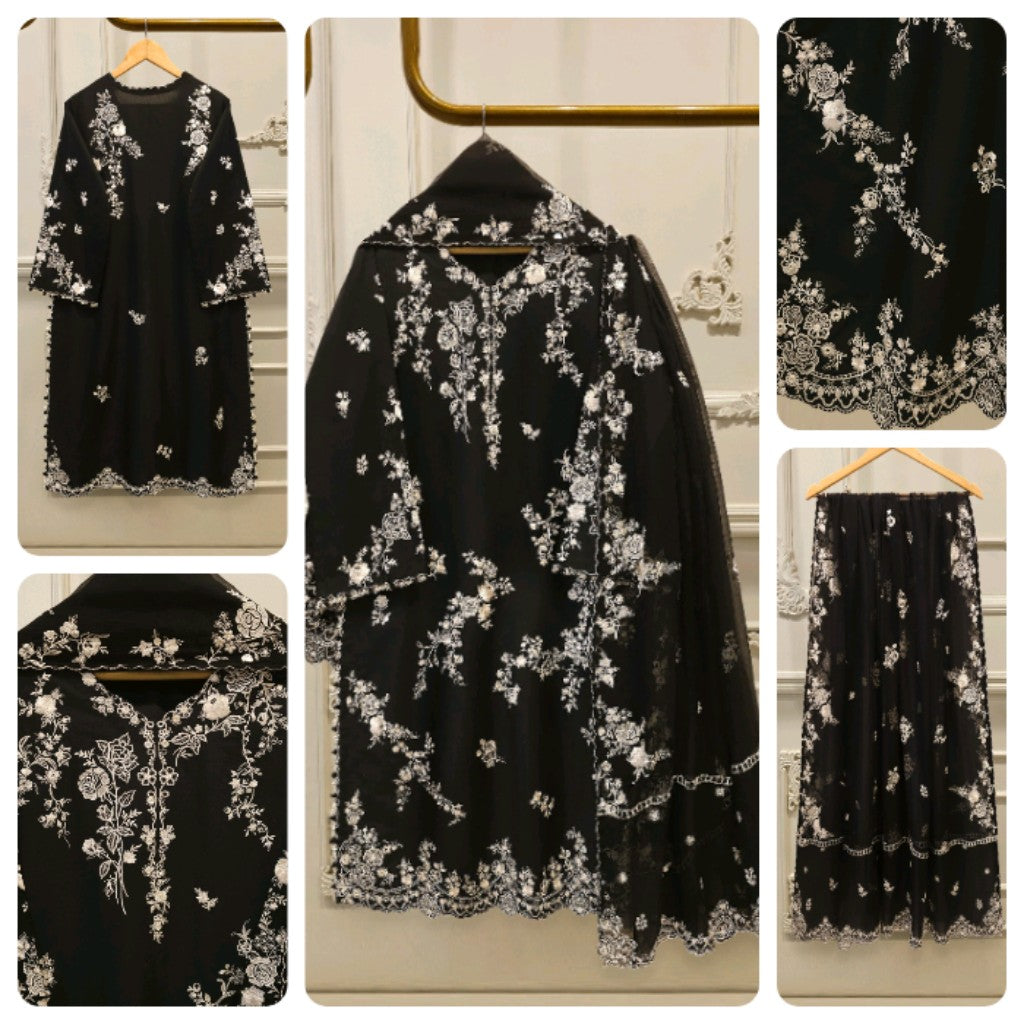 Aghanoor Lawn Embroidered Shirt Chiffon Embroidered Dupatta 2pc