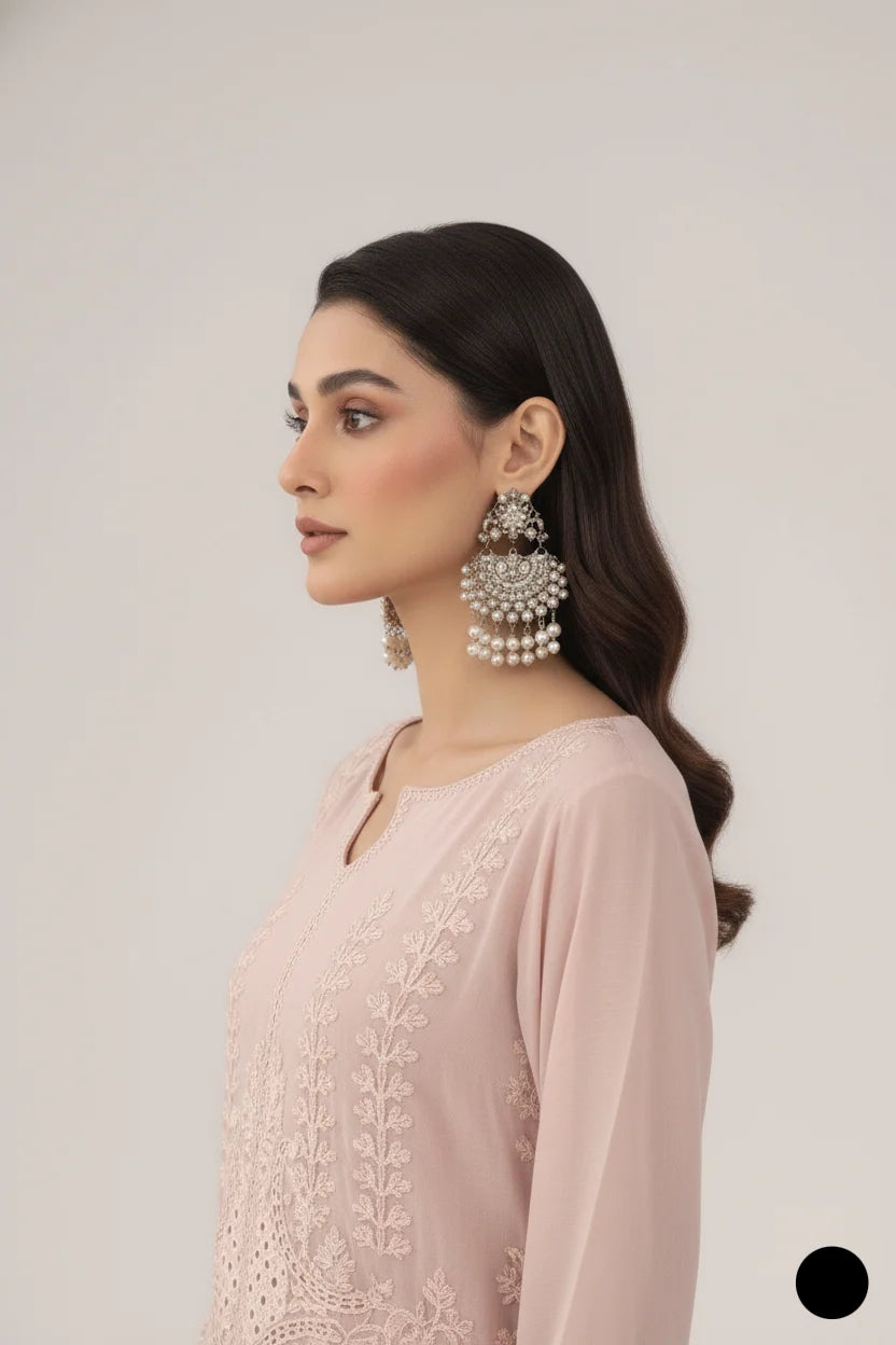 3pc Chiffon Embroidered Suit 6377 PINK