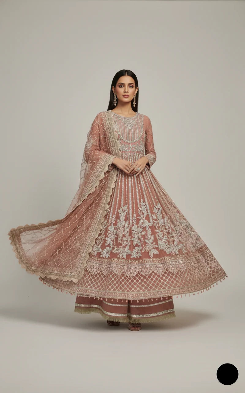 3pc Chiffon Embroidered Formal Dress 3987