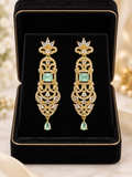 Gold-Tone Four Petal Crystal Stud Earrings | Floral Statement Earrings