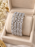 Silver Crystal Multi-Row Bangles | Luxury Bridal Bracelet Set