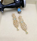Luxury Gold-Tone Mint & Blush Crystal Long Drop Earrings 023