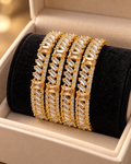 Gold champagne baguette 4-piece bangle set in jewellery box