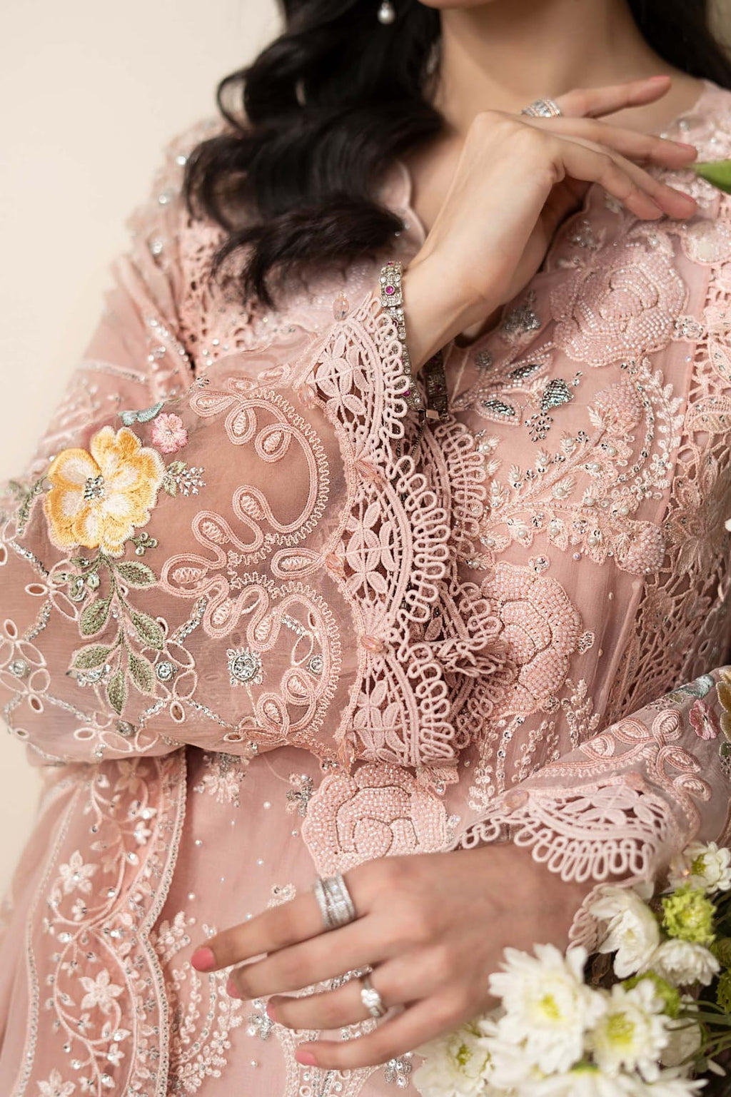3 Piece Embroidered Chiffon Suit