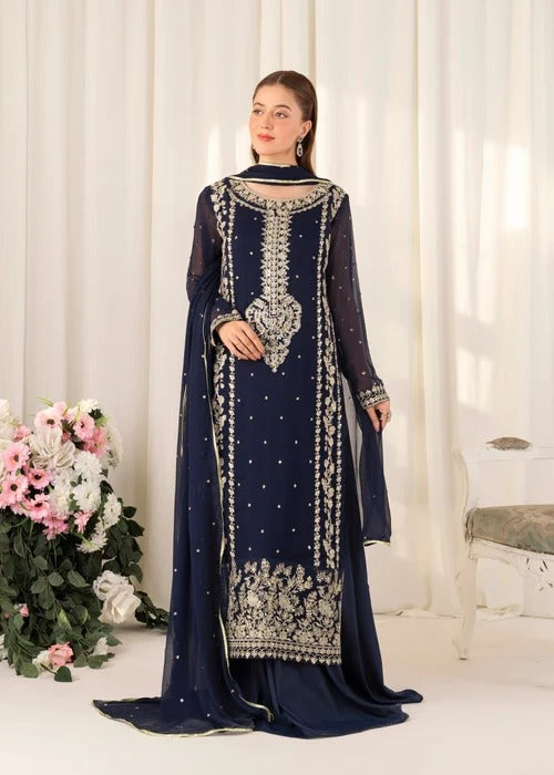 Luxury chiffon 3pc embroidered suit - Wedding Collection
