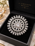 Silver Crystal Sunburst Statement Ring 029